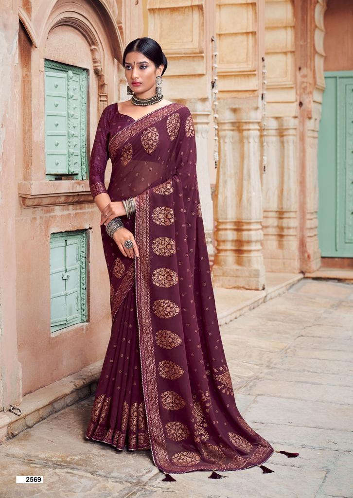 Kashvi Nadia Fancy Wear Designer Georgette With Antique copper Zari Saree Collection 